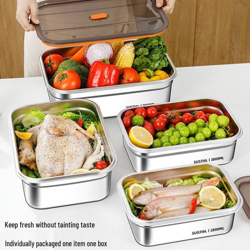 Stainless Steel Food-Grade Rectangular Dish Container with Lid