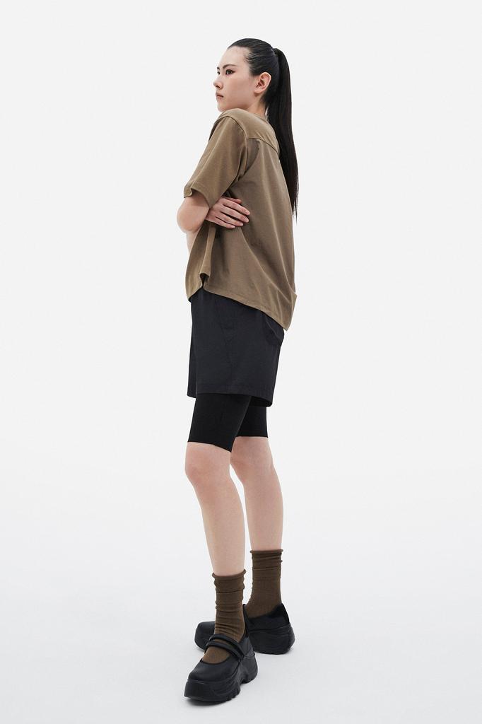 Jaa [Jaah] Cotton Color Block Short Sleeve T-Shirt_Beige
