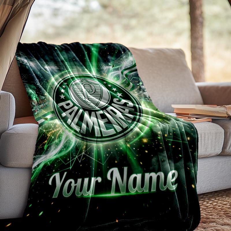 Custom Name Sociedade Esportiva Palmeiras Throw Blanket - Perfect for Couch, Bed, Office, and outdoor Travel - Ideal Gift for Christmas & Holidays