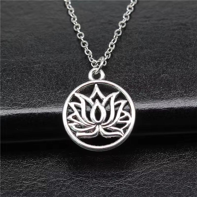 Vintage Lotus Necklace Yoga Pendant Bohemian Spiritual Jewelry Birthday Gift for Women Meditation Jewelry
