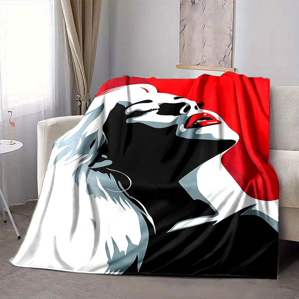 1pc Glamourous Portrait Blanket Lightweight Flannel Blanket Throw Blanket For Sofa, Bed, Travel, Camping, Livingroom, Office, Couch