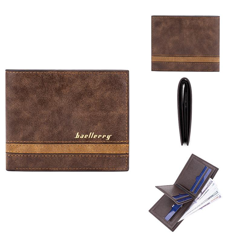 

Baellerry мужские короткие кошельки винтажный дизайн искусственная кожа тройной кошелек модный кошелек с держателем для карт 12*9.5*2cm кофейный