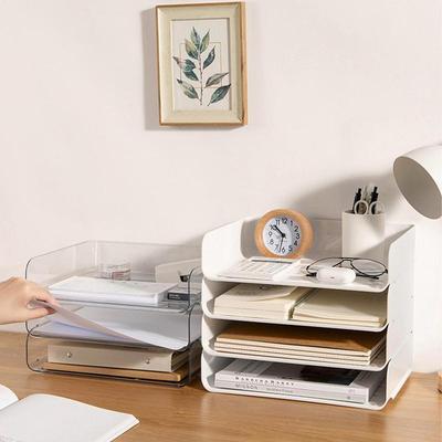 Desk Paper Tray Stackable Clear Paper Holder For Desk Table Accessories Workplace Supplies For Documents Magazines Folders