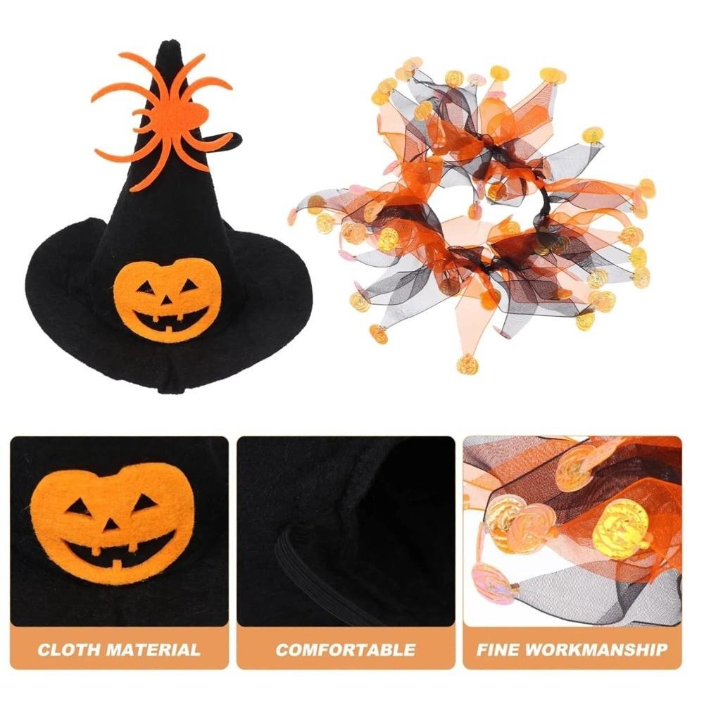 Adjustable Halloween Cat Costume Pumpkin Pet Halloween Supplies Cat Collar Hat Set  Halloween Party