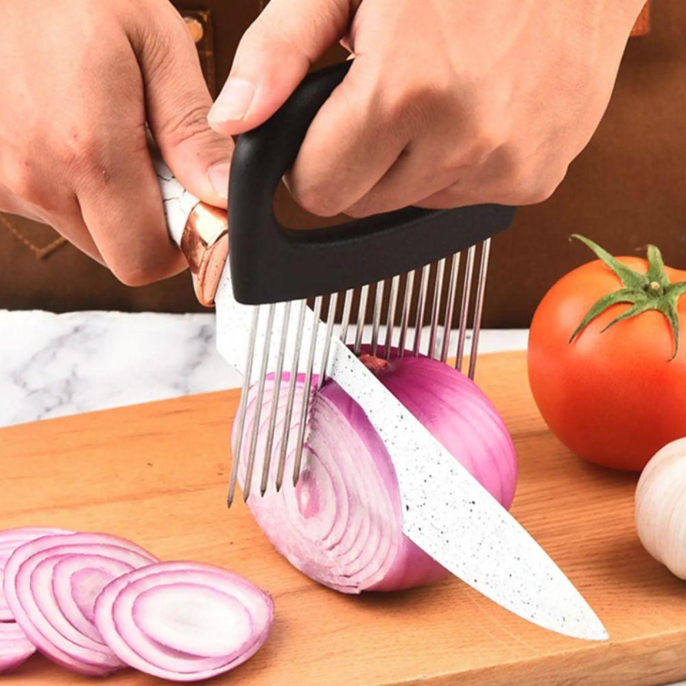 Stainless Steel Needle Onion Cutter Holder Rustproof Non-slip Handle Vegetables Cutting Fork Professional Efficientive