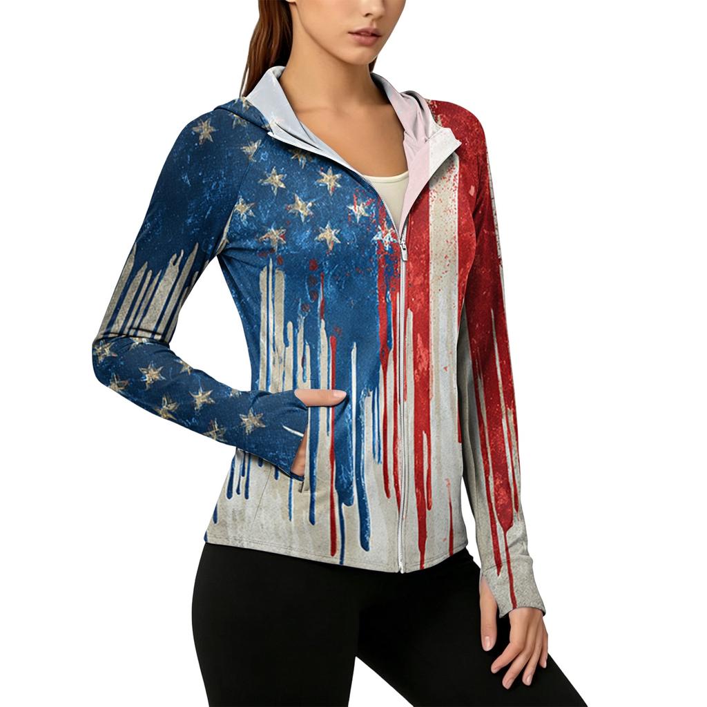 Women's Full Zip Hooded Jacket with Pockets Long Sleeve Lightweight Sun Protection Outerwear for Outdoor Activities