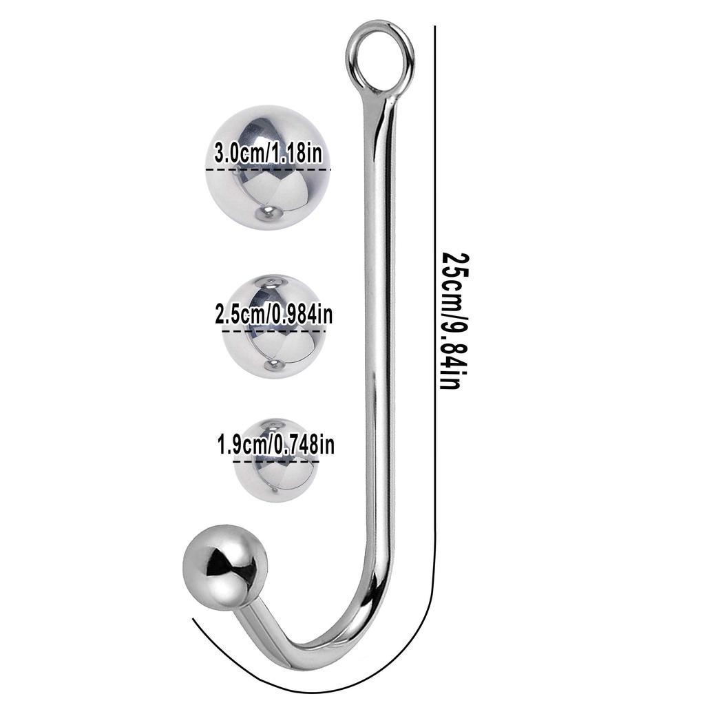 3 Sizes Removable Metal Anal Hook Ball Beads Stimulating Massage Stainless Steel Anal Dilator Butt Plug Erotic Sex Toy for Adult