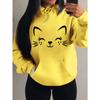 Simple Word Cat Smile Pattern Women Hoodies Fashion Casual Streetwear Personality Hoodie Trendy Fleece Pulloverar