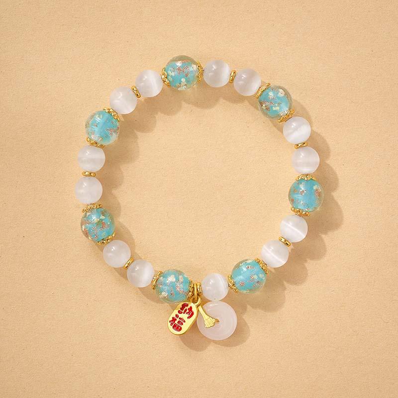 Luminous Cat's Eye Ash Glass Bracelet: Women's Luck-Changing Crystal Ornament