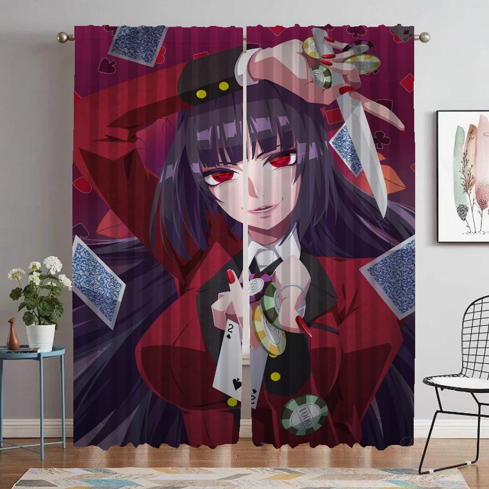 Jabami Yumeko Köksgardiner för Kamera Moderna Vardagsrumsgardiner 2 Delar Rullgardiner Tyll för Sovrum Mörkläggningsgardin Elegant