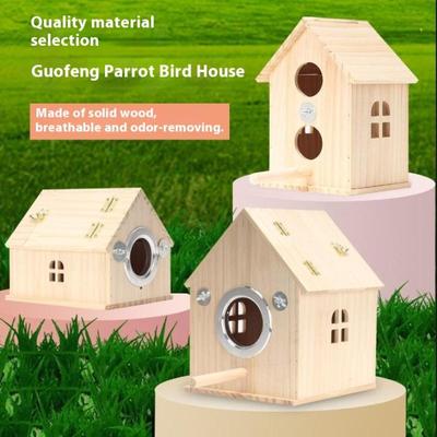 Bird Wooden Cage For Bird Cage Parrot Circular Cage Anti Splash Proof Cage Bird Toys For Pet
