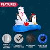 JOYFY 6 FT Long Christmas Inflatable Polar Bear Fishing with Penguin Decoration Blow Up Yard Decor Built-in LEDs for Christmas