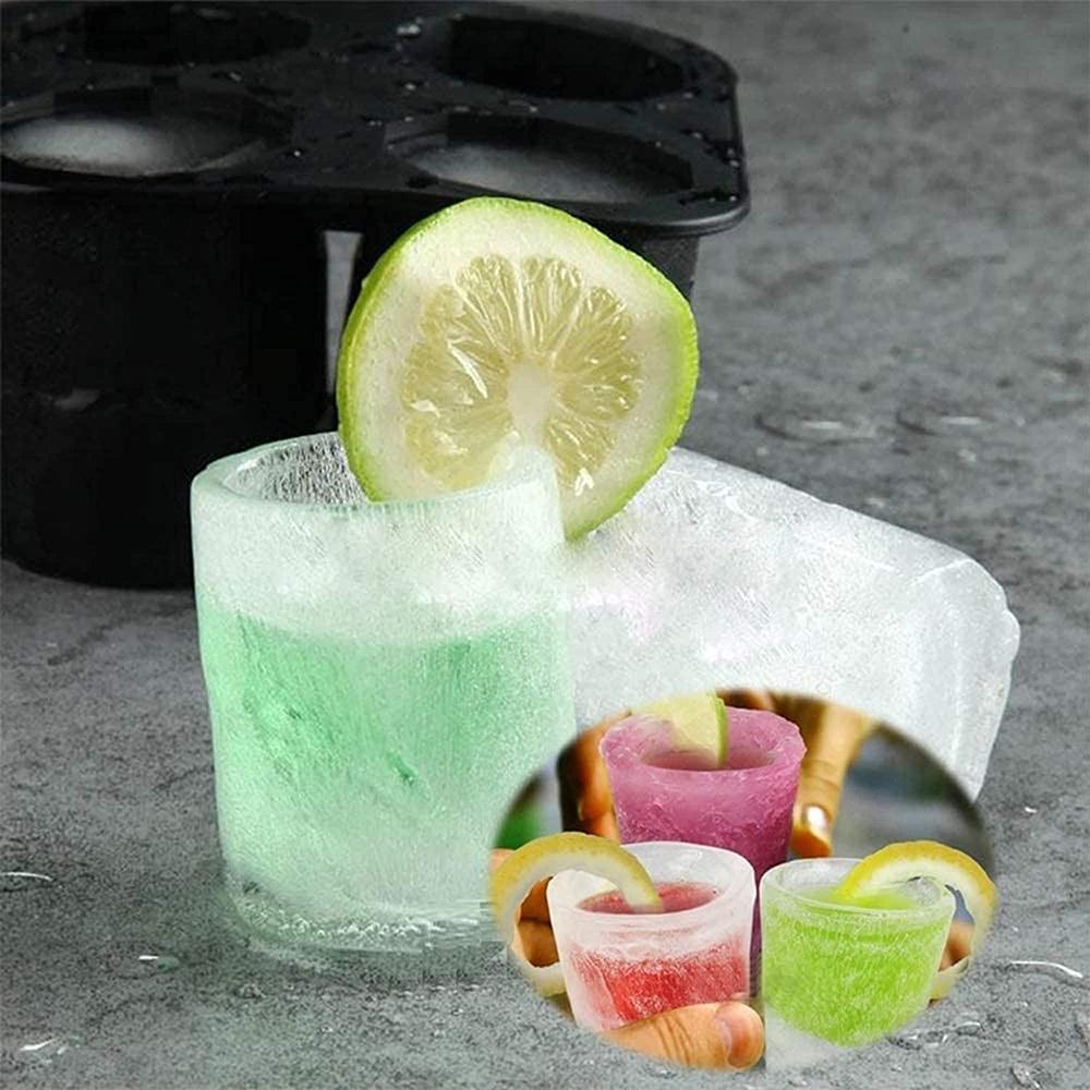 4 Cavities Silicone Shot Glass Ice Molds Reusable Whiskey Ice Cube Trays for Freezer Food Grade Ice Cup Tray Maker
