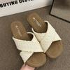 Ethnic Cool Slippers 2025 New Summer Vintage Woven Cross Bohemian Student Flat Bottom Flip