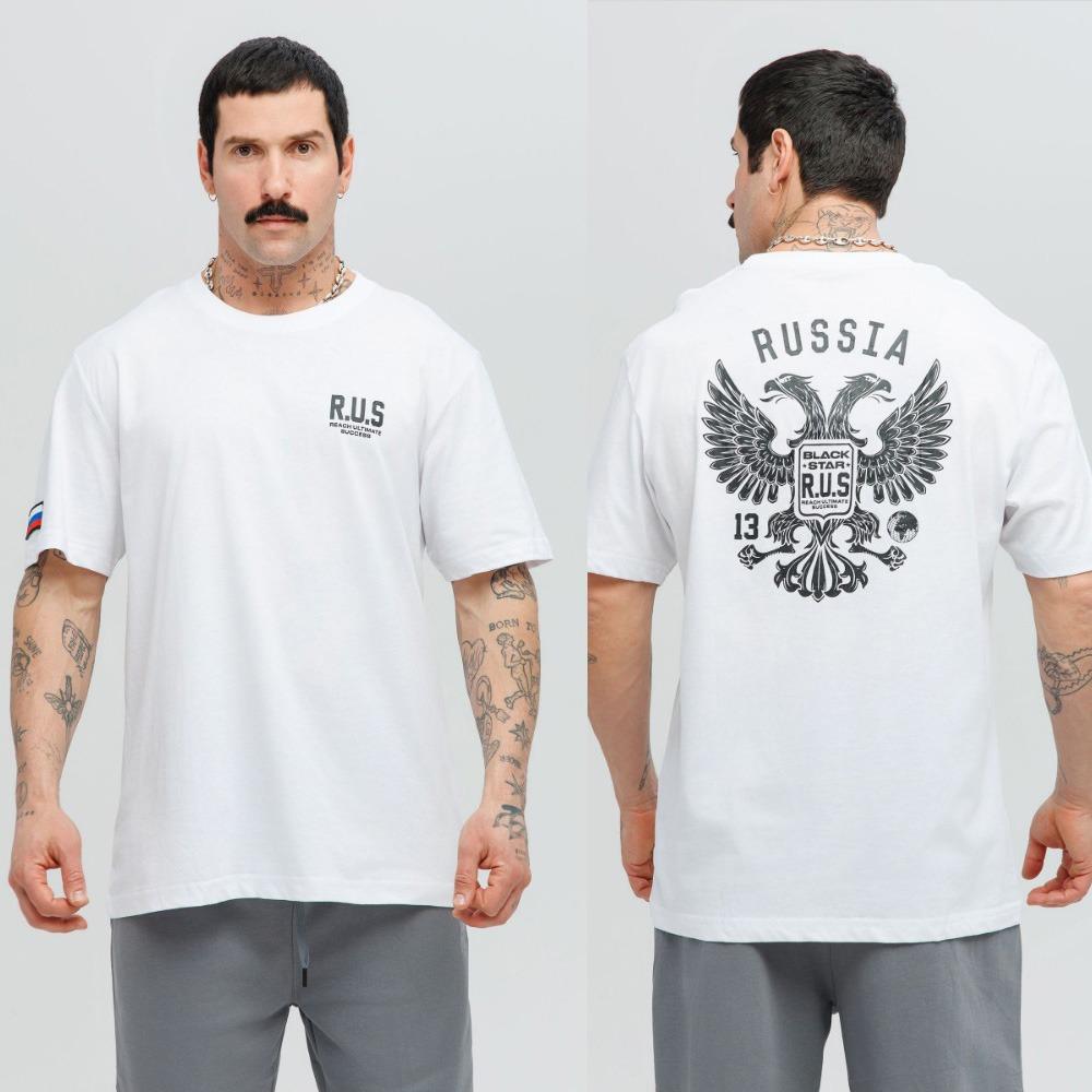 

Summer New Men s Round Neck Short Sleeved Top with Double Ended Eagle Print, Fashionable and Simple, Comfortable and Soft Fabric S