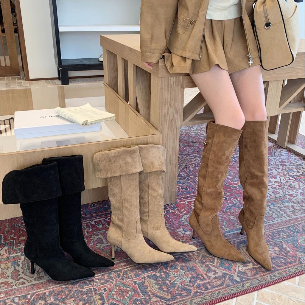 High-heeled French Pointed Toe Over the Knee Boots Women's Boots 2025 Autumn and Winter New Two-wear Tall Fashion Stacking Boots