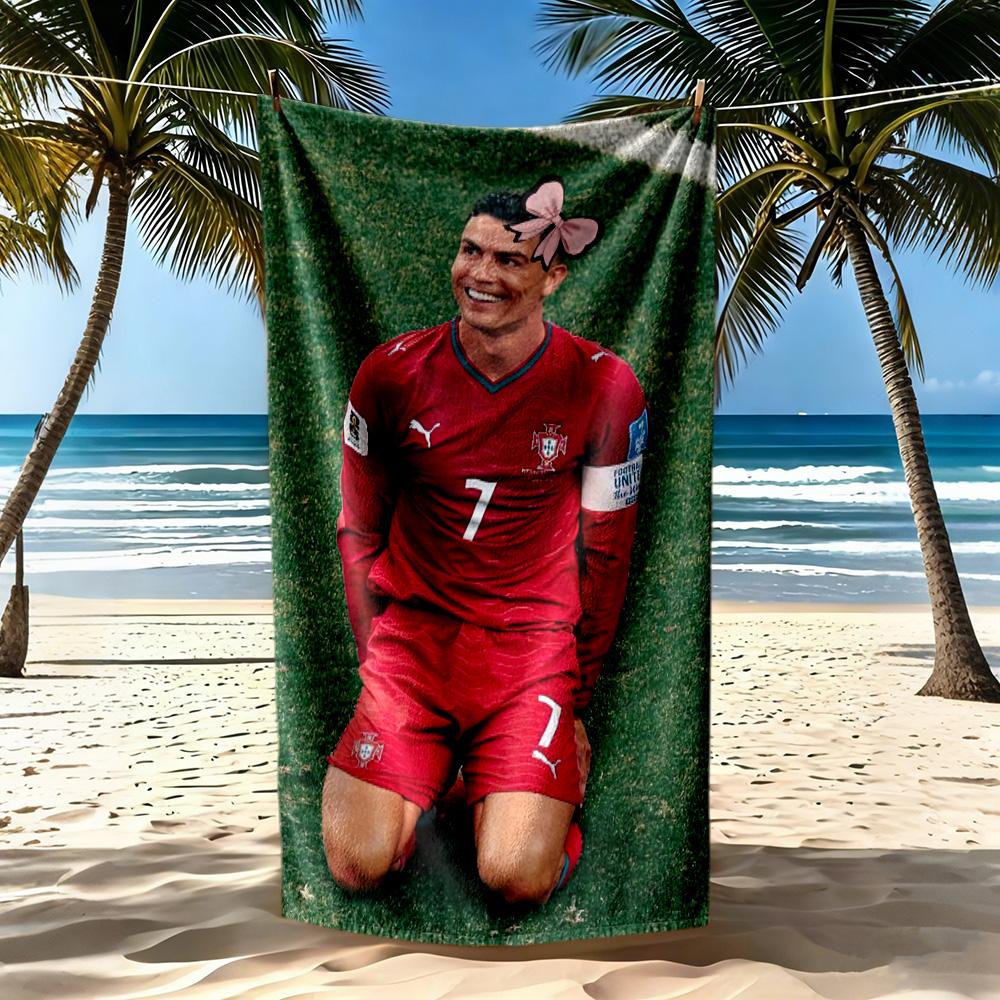 Cristiano Ronaldo Beach Towel Quickdry Soft Microfiber Comfortable Lightweight Suitable For Swimming Gym Camping Yoga Vacation