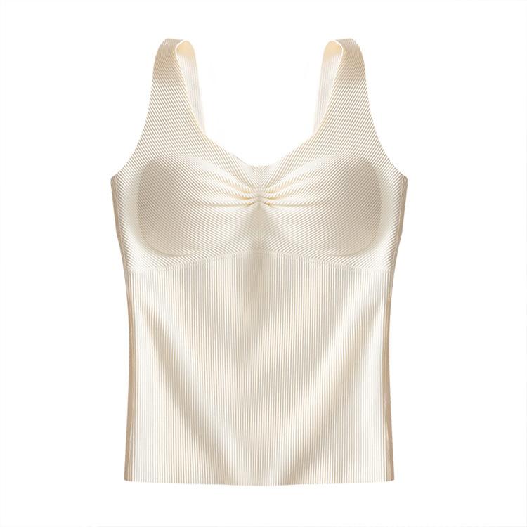 Wormwood Life Magnetic Fiber Antibacterial Warm Bottom Vest with Chest Pad Free Bra Thin Fixed Cup