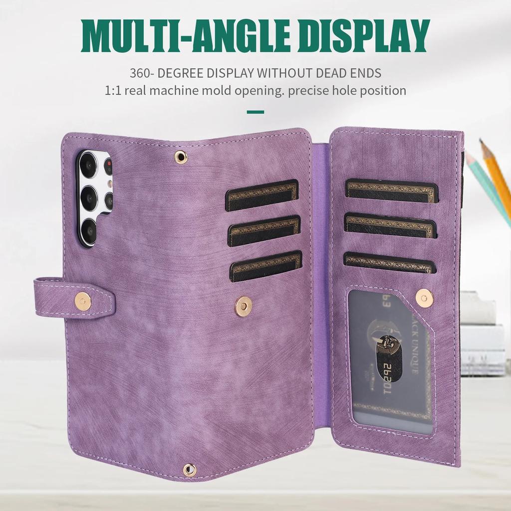Crossbody Wallet Phone Case for Samsung Galaxy S21 S23 FE S24 S22 Plus S25 Ultra A16 A06 A36 A56 A15 A55 A35 Card Holder Leather