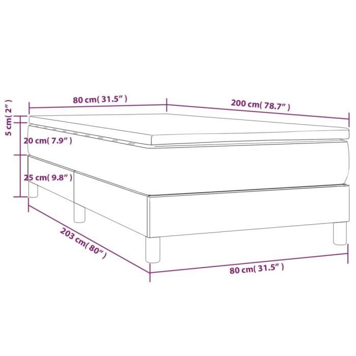 3144132 vidaXL Lit à sommier tapissier avec matelas Crème 80x200 cm Tissu