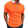 Men Slim Fit Short Sleeve Zip Collar Casual Polo Shirt