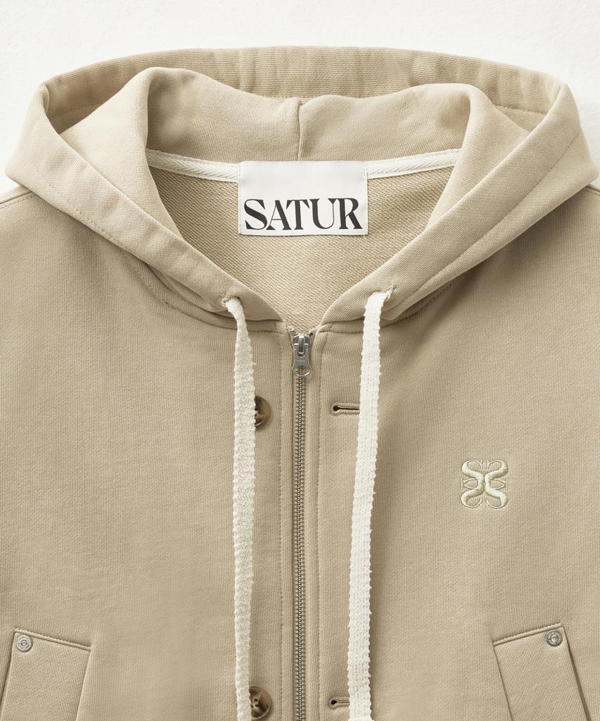Satur Theo Cotton All Day Hoodie Zip-Up Beige (Type B)