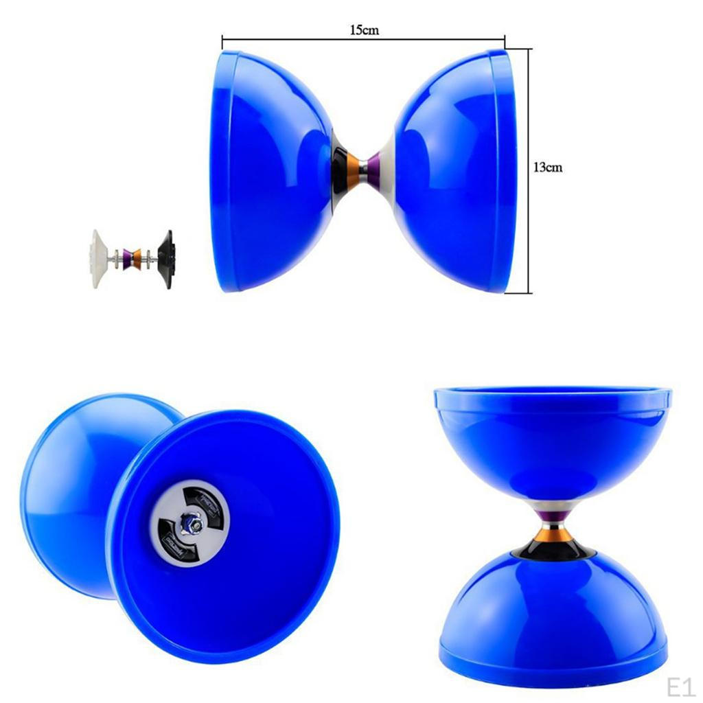 Jucărie chinezească Diabolo cu rulment triplu și două mânere Stabil rapid Durabil Dimensiune medie Albastru