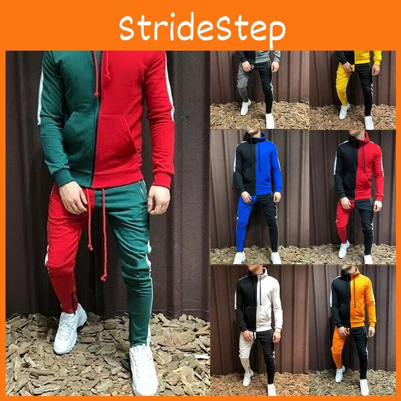 Stylish Men's Tracksuit Suit With Hoodie And Zipper Closure For Gym And Sports