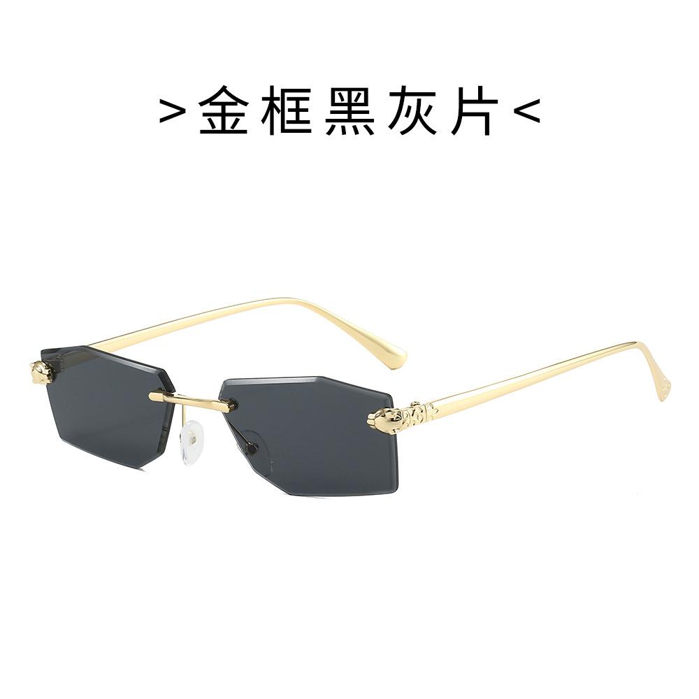 Trendy Polygon Cut Edge Rimless Sunglasses for Women Men Fashionable Street Style Glasses Chic Look