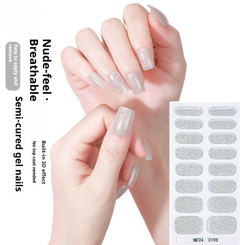Adesivi per Unghie in Gel Semi-polimerizzati Glitterati Adesivi per Unghie UV Unghie in Gel Adesivi per Unghie Polimerizzabili con Luce UV