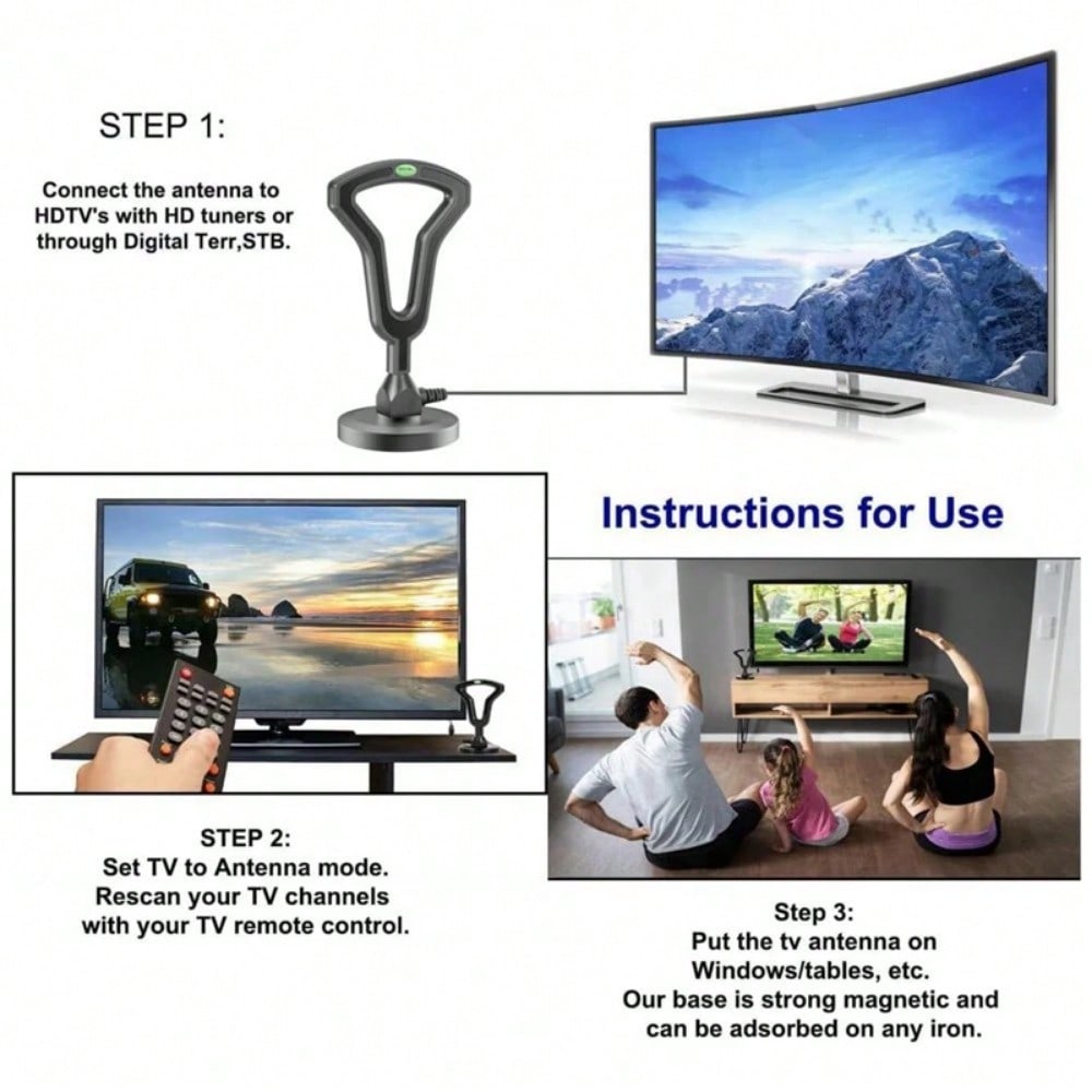 Digital HD TV Antenna - Magnetic Base Indoor Outdoor