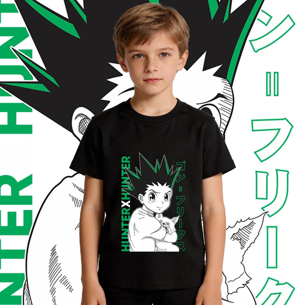 Hunter Gon Anime Print Cotton T Shirt for Boys and Girls Kids Casual Short Sleeve Soft Breathable Top
