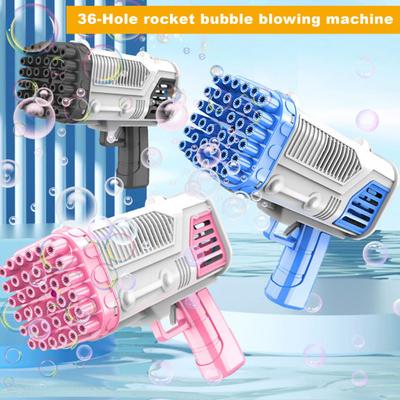 Seifenblasenmaschine mit Licht 36 Löcher Auslaufsicher Kinder Batteriebetrieben Tragbar Seifenblasen Handheld Automatischer Pustespielzeug