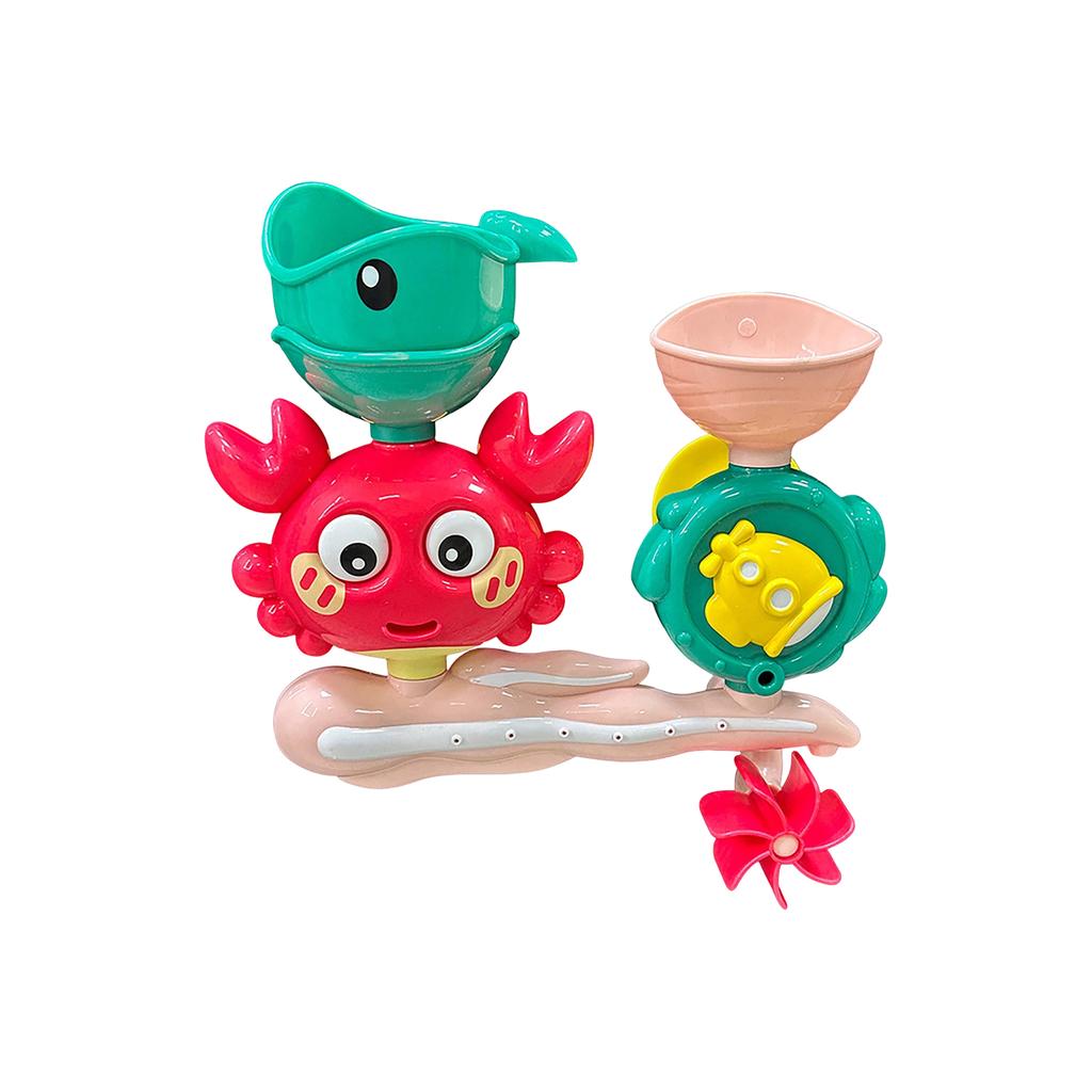 Bath Toy Crab Water Wheel Spinner with Whale and Submarine Features Suction Cup Mounted Bath Toy Set for Kids