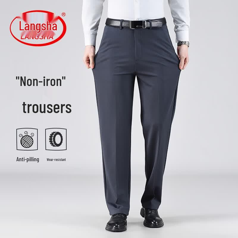 Langsha Men s Straight Fit Business Trousers 31 темно серый