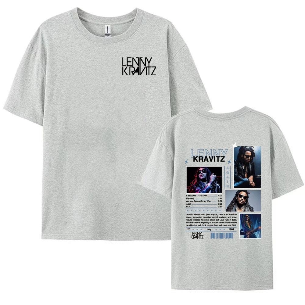 Rapper Lenny Kravitz Again Album 2025 Tour Tshirt Men Hip Hop 90s Retro High Quality T Shirt Fashion Casual 100 Cotton Tshirt
