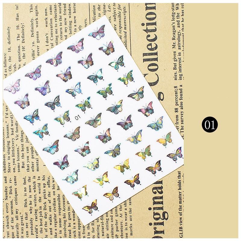 1pc 3D Nail Stickers Spring Summer Natural Flower Leaves Simulation Dried Flower Dragonfly Nail Applique Water Slides Decoration