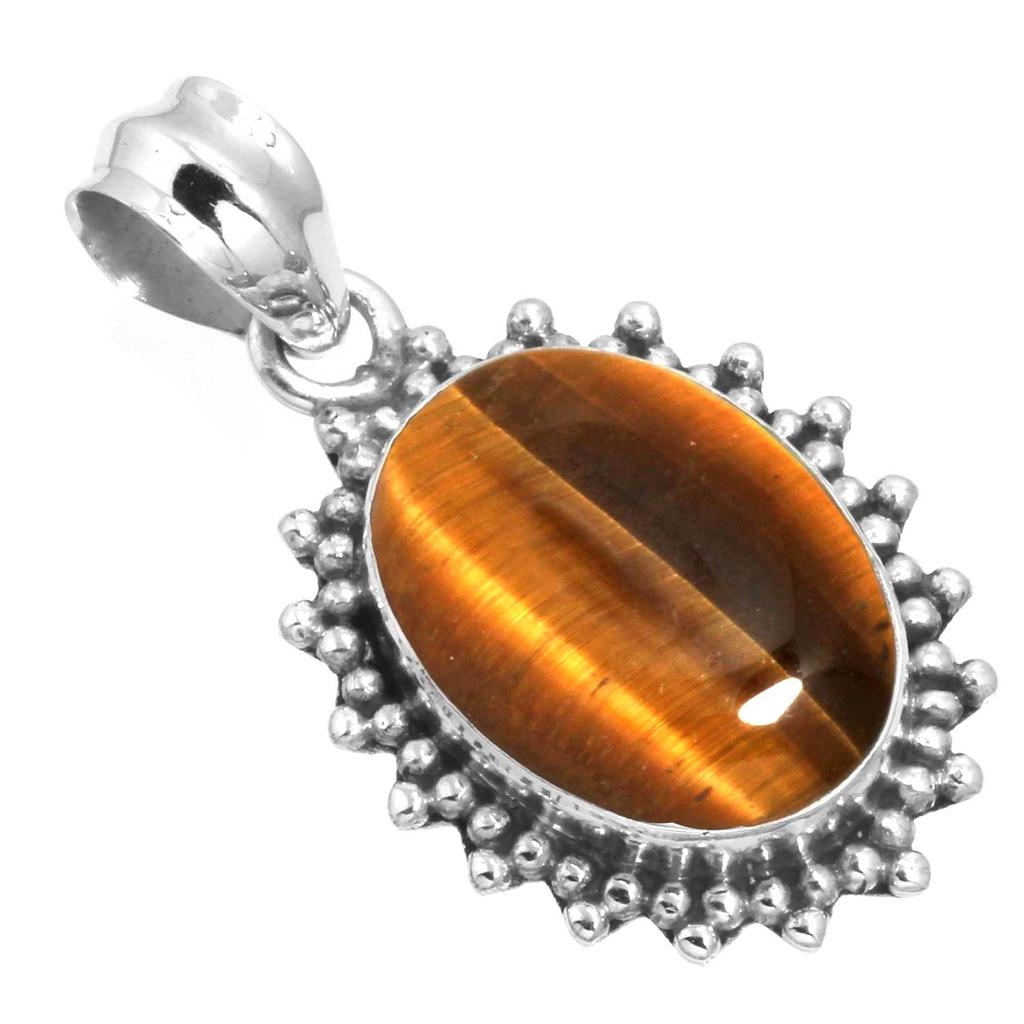 925 Sterling Silver Pendant Women Gemstone Handmade Jewelry Valentine's Day Gift Malachite Moonstone Rose Quartz Red Stone Smoky Topaz Tiger Eye