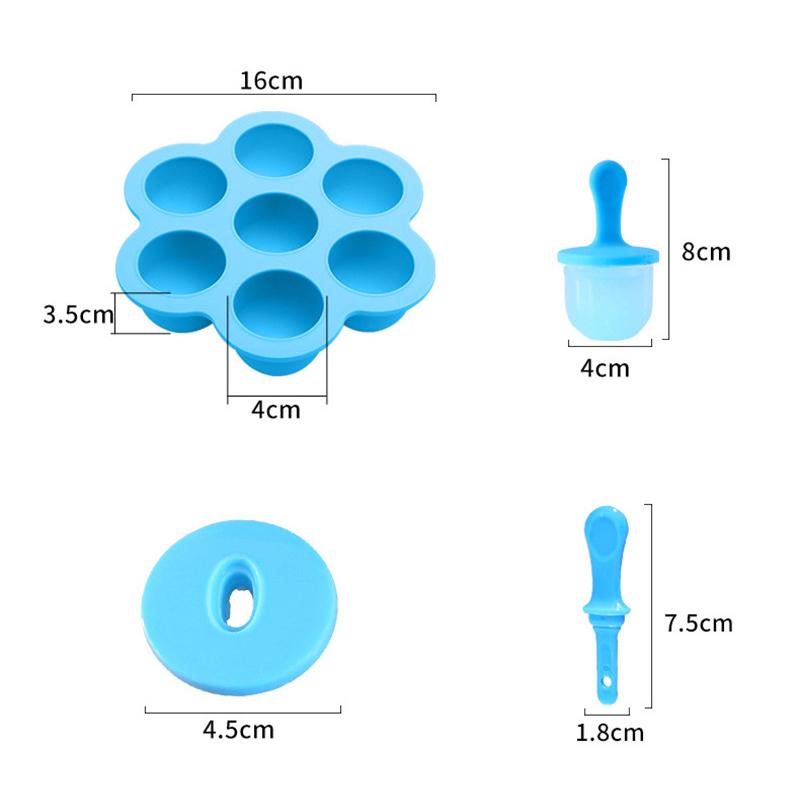 7 Holes Ice Cream Ball Maker Popsicles Molds DIY Ice Cream Silicone Mold Baby Fruit Shake Home Kitchen Accessories Tool