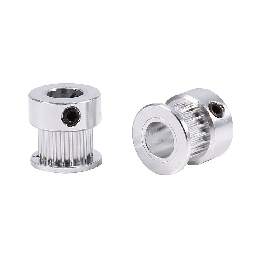 2pcs Aluminum Alloy Timing Pulley Wheel Synchronous Belt Pulley 20 Teeth 6mm Width 2GT Timing Belt with Bearings for 3D Printer