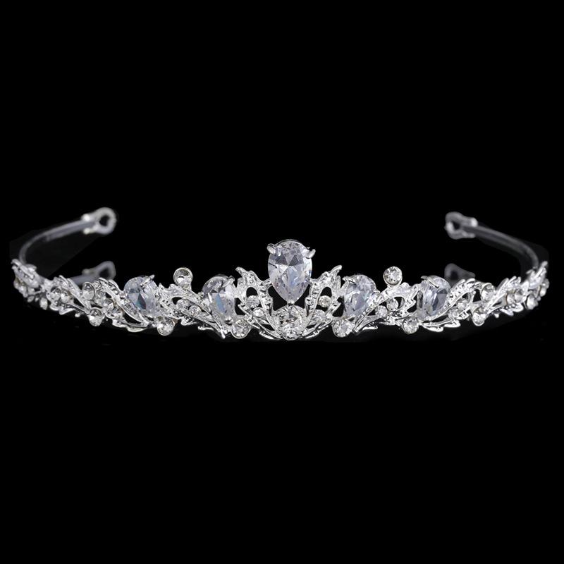

Zircon Inlaid Alloy Headband Jewelry Electroplated Thick Silver Hairband Crown Versatile Headband Hair Accessories Retro