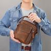 New Crazy Horse Leather Men's Bag Leather Vertical Men's Shoulder Bag Phone Small Bag Earphone Hole Small Men's Cross Shoulder Bag