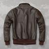 Chinese Size Classic Air Force A2 Flight Jacket Edged Army Green Genuine Cow Leather Jacket Men Pilot Coat Autumn Jaquetas Masculina De Couro