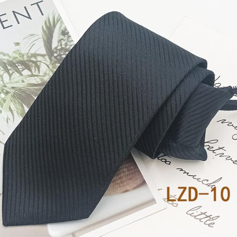 Men's Formal Business Tie with 8cm Zipper, Striped Black Tie, No Knotting Required.