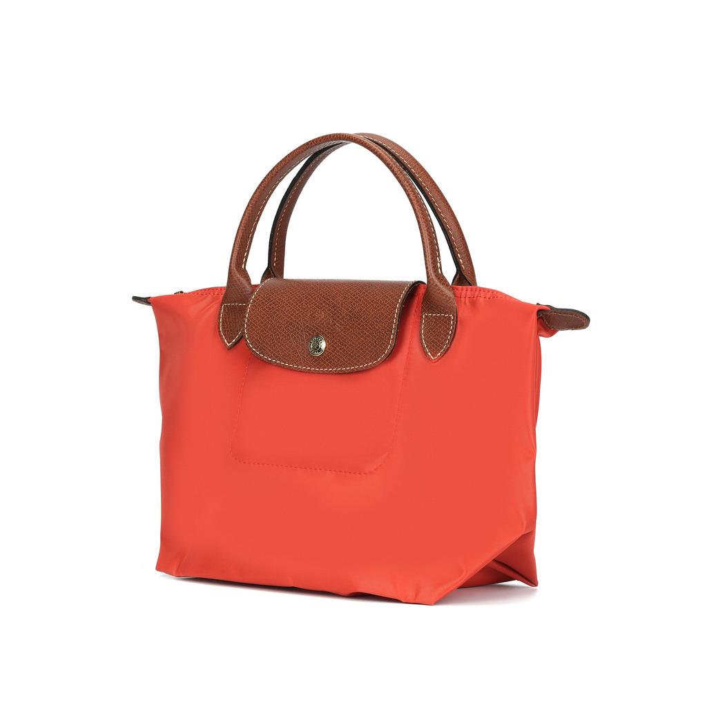 Longchamp Le Pliage Original Gold Button Printed Logo Recycled Canvas Dumpling Handbag Small Women Handbags Tomato-Red 1621089P94