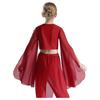 Girls Classical Dance Crop Top: V Neck Split Flared Sleeves Elegant Top for Practice Performance