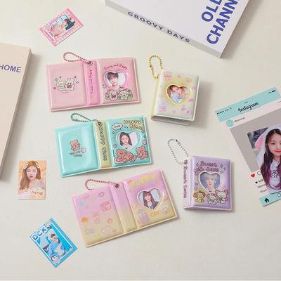 2 inç 16 Cepler Küçük Fotoğraf Albümü Kore Karikatür Fotoğrafları Toplama Kitap kart tutucu Anahtarlık Mini Kart Çantası Fotocard Tutucu