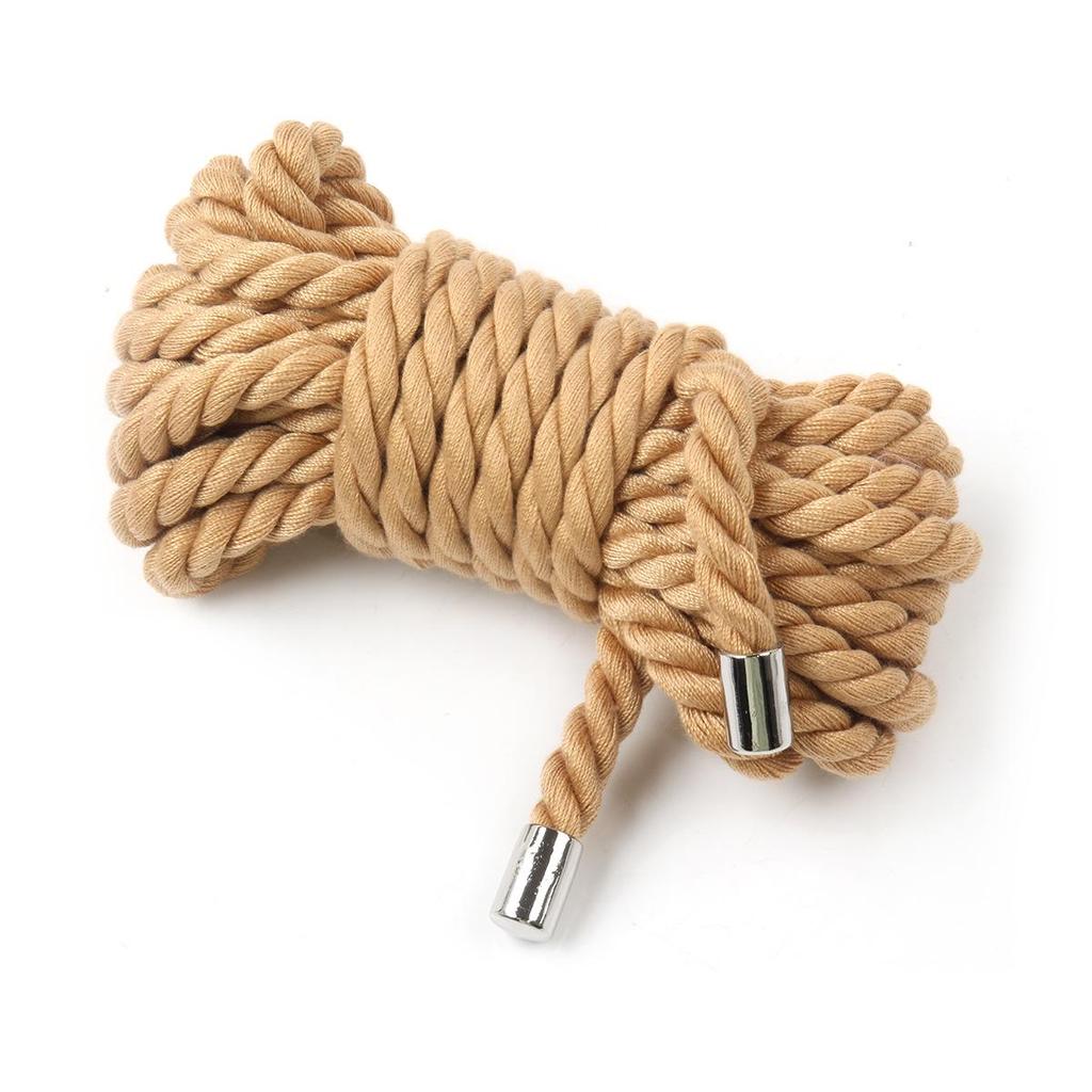 10m Hemp Rope with Metal Ends for Full-Body Restraint and Adult Bondage.