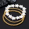 Europe and the United States Best-selling Sweet Versatile Shell Five-pointed Star Copper Bead Bracelet Three-piece Women's Beaded Bracelet