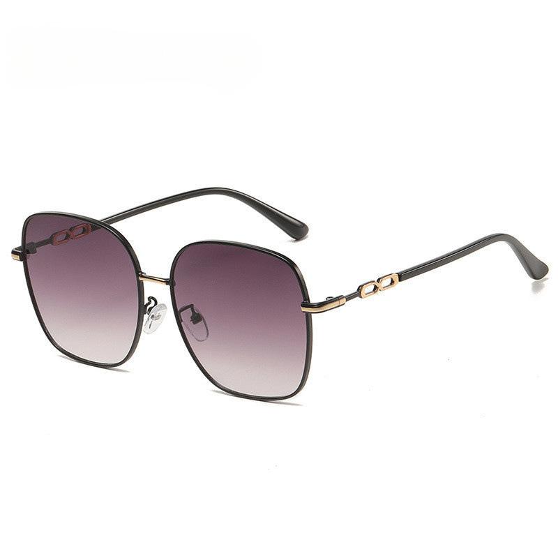 New sunglasses women's sunscreen UV protection metal box light luxury versatile simple high-end face sunglasses